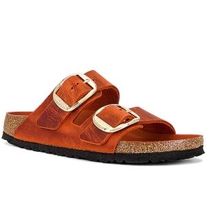 Birkenstock Women's Arizona Big
Buckle Slide Sandal Burnt Orange Size US 8/39